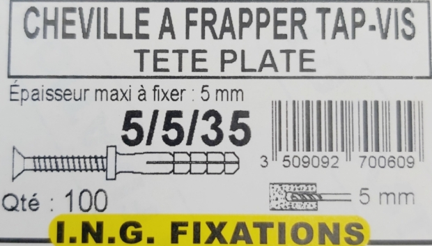 Chevilles à frapper Tap-Vis tête fraisée - FL fixations